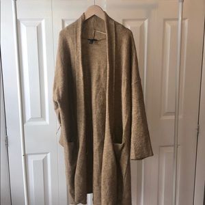 Mango Long Wool Beige Cardigan with Matching Belt